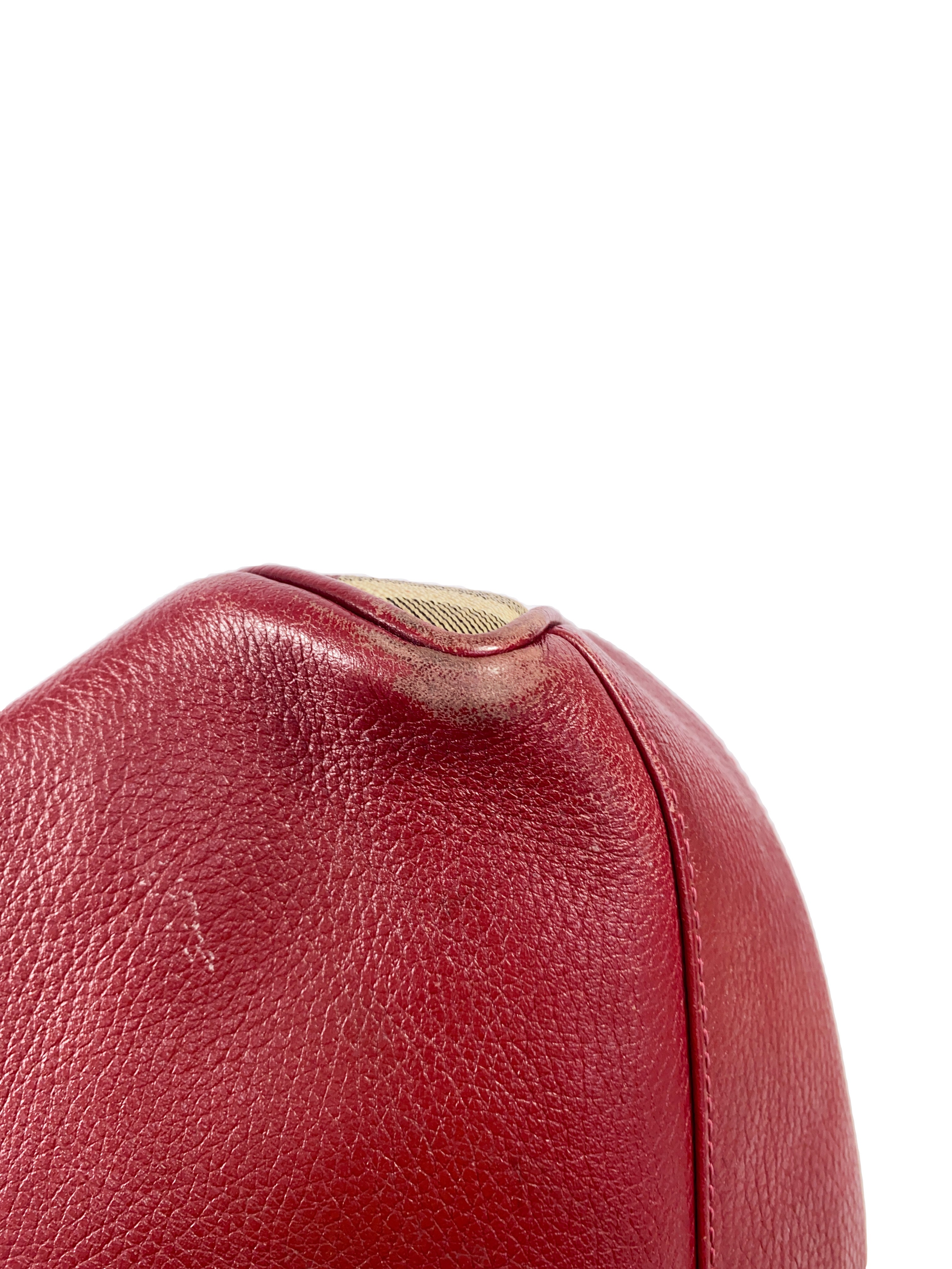 Burberry red leather plaid shoulder bag AS IS