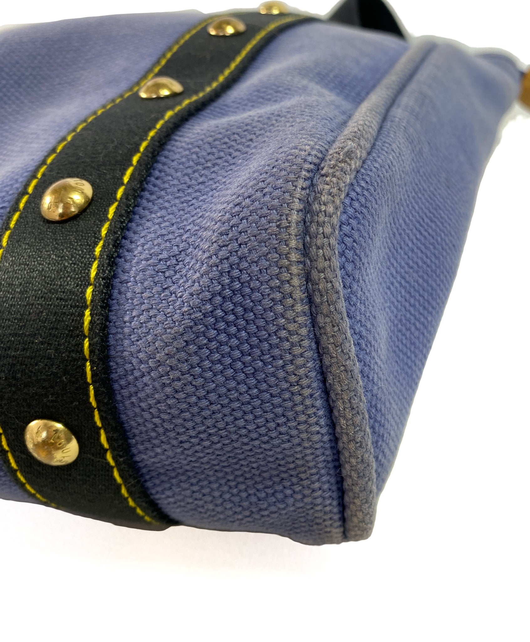 Louis Vuitton Navy Blue Striped Canvas Antigua Cabas MM Bag - Yoogi's Closet