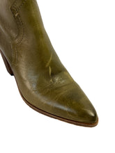 Frye olive leather heeled boots size 6