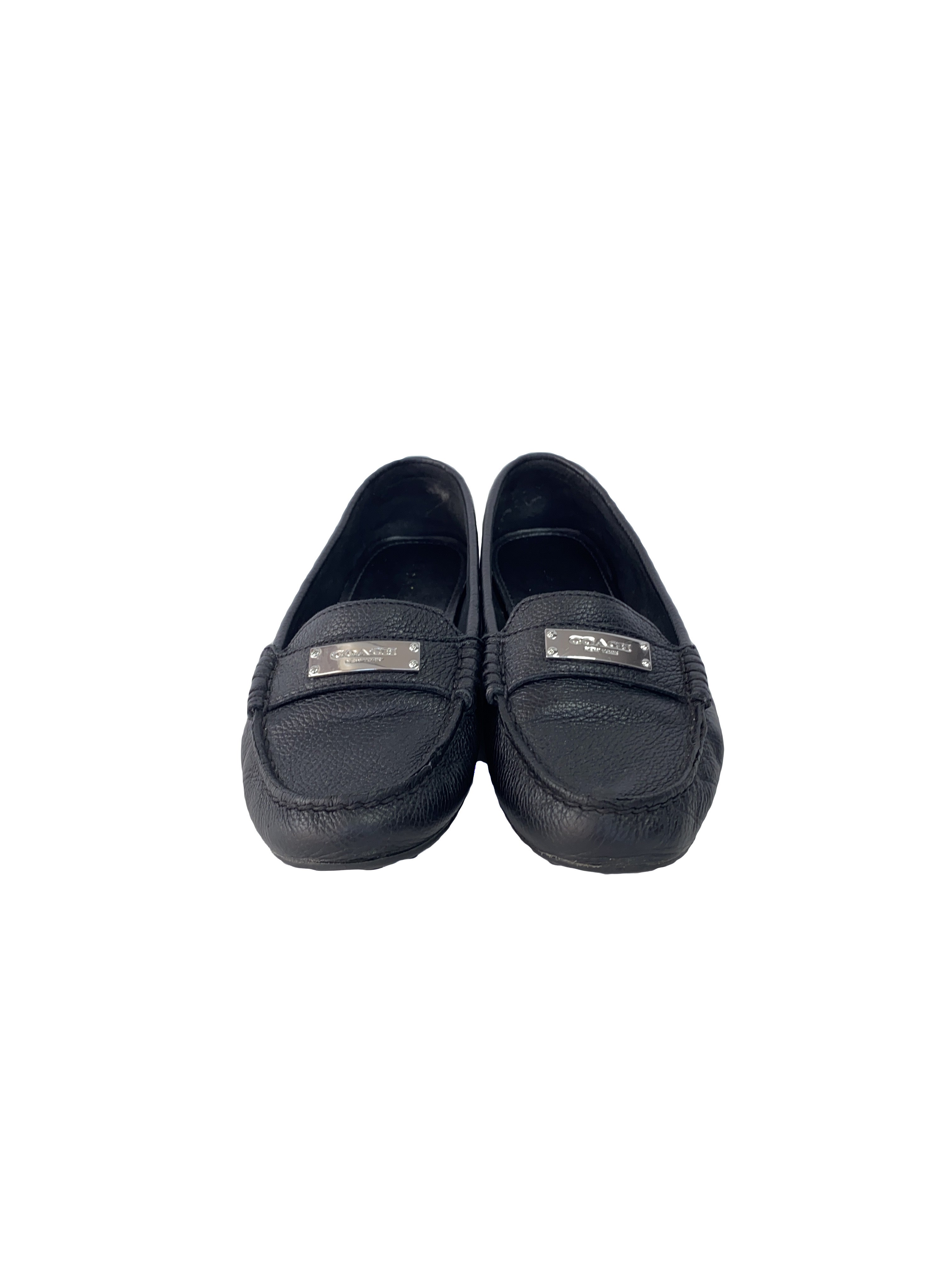 Coach black leather Fredica loafers size 8