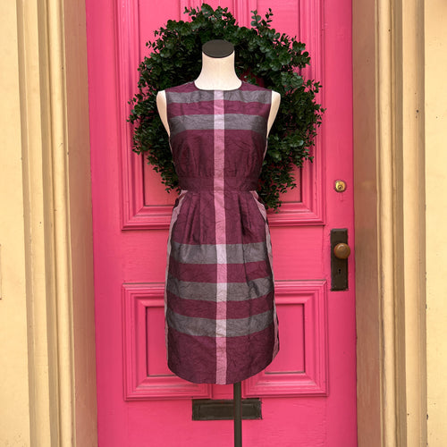 Burberry purple and gray plaid tank dress size 8