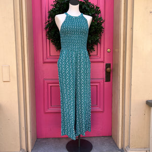 Loft green and blue floral jumpsuit size 6