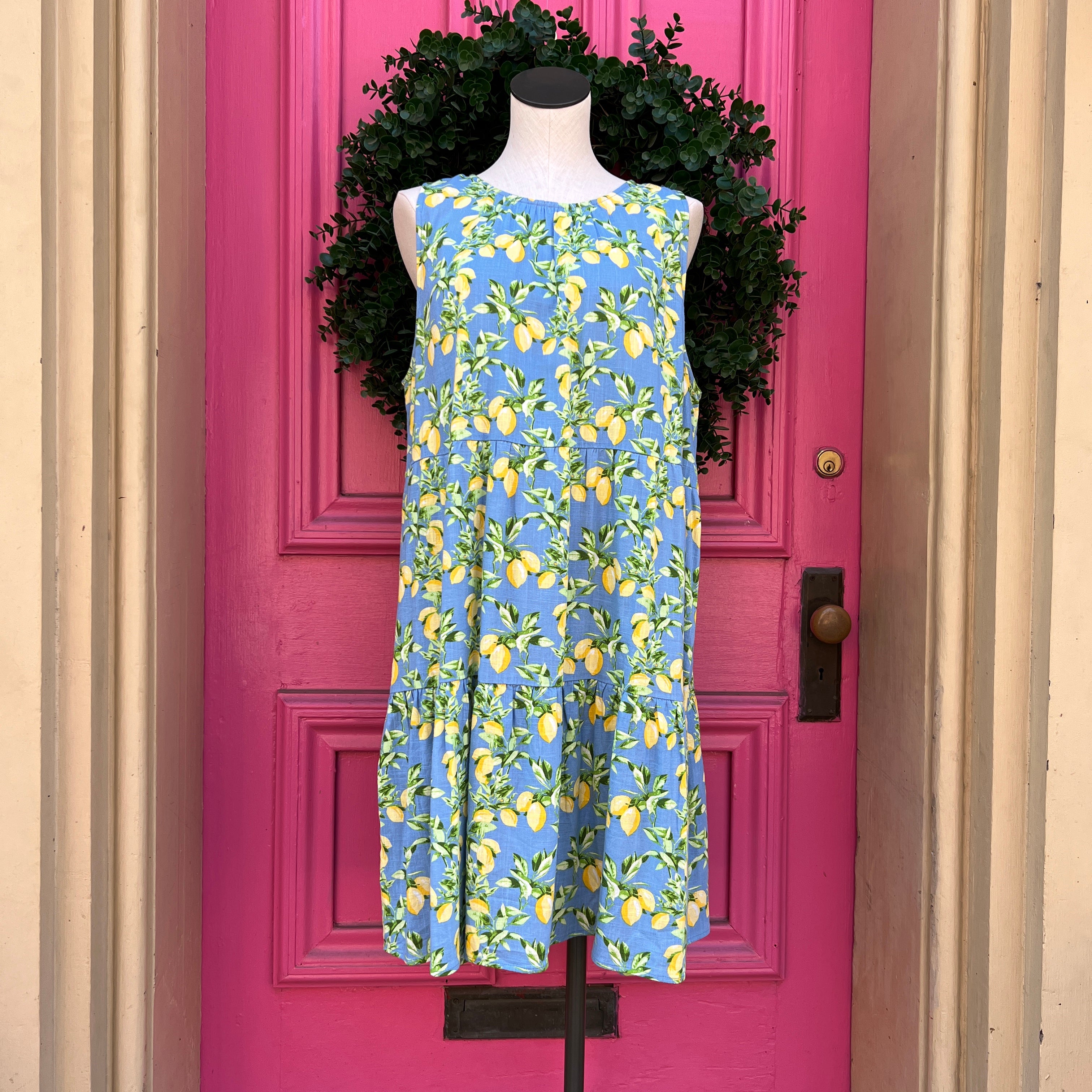 Loft lemon print tank dress size XL