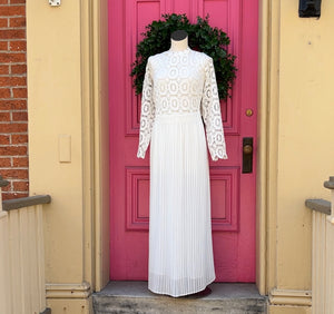ELOQUII white lace pleated midi dress size 16 NWT
