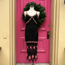 Sue Wong black crochet vintage dress size L