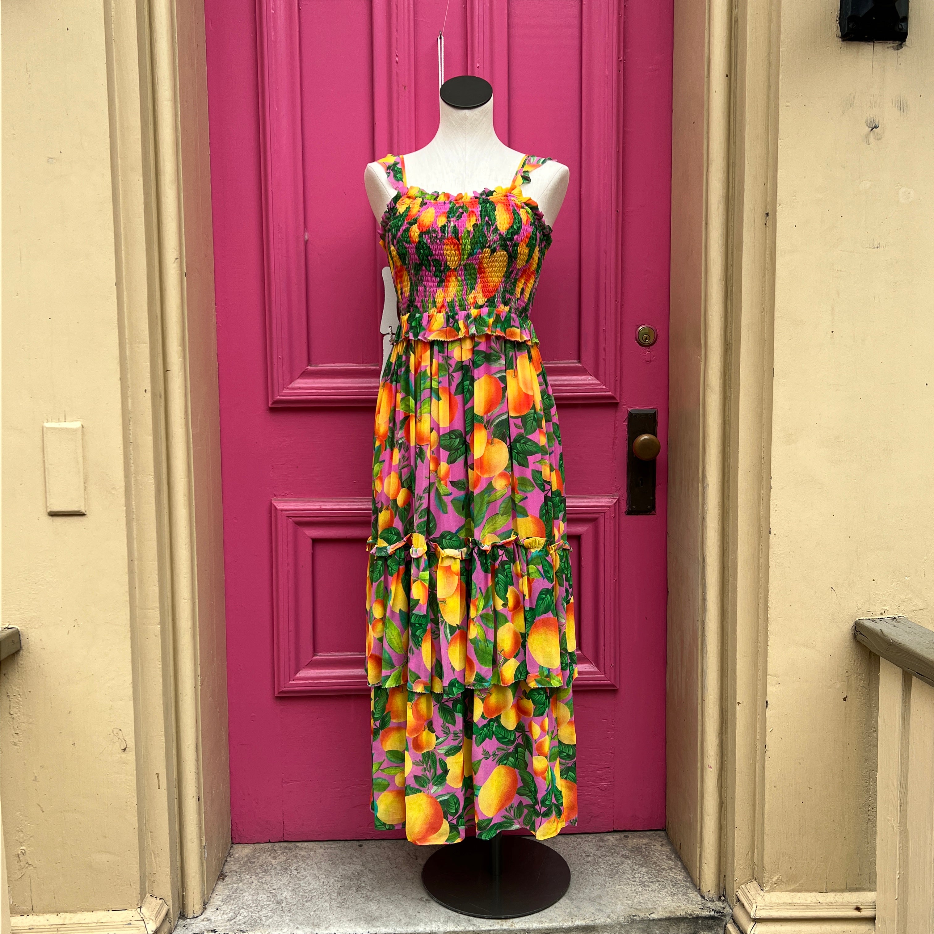 FARM Rio peach print dress size M