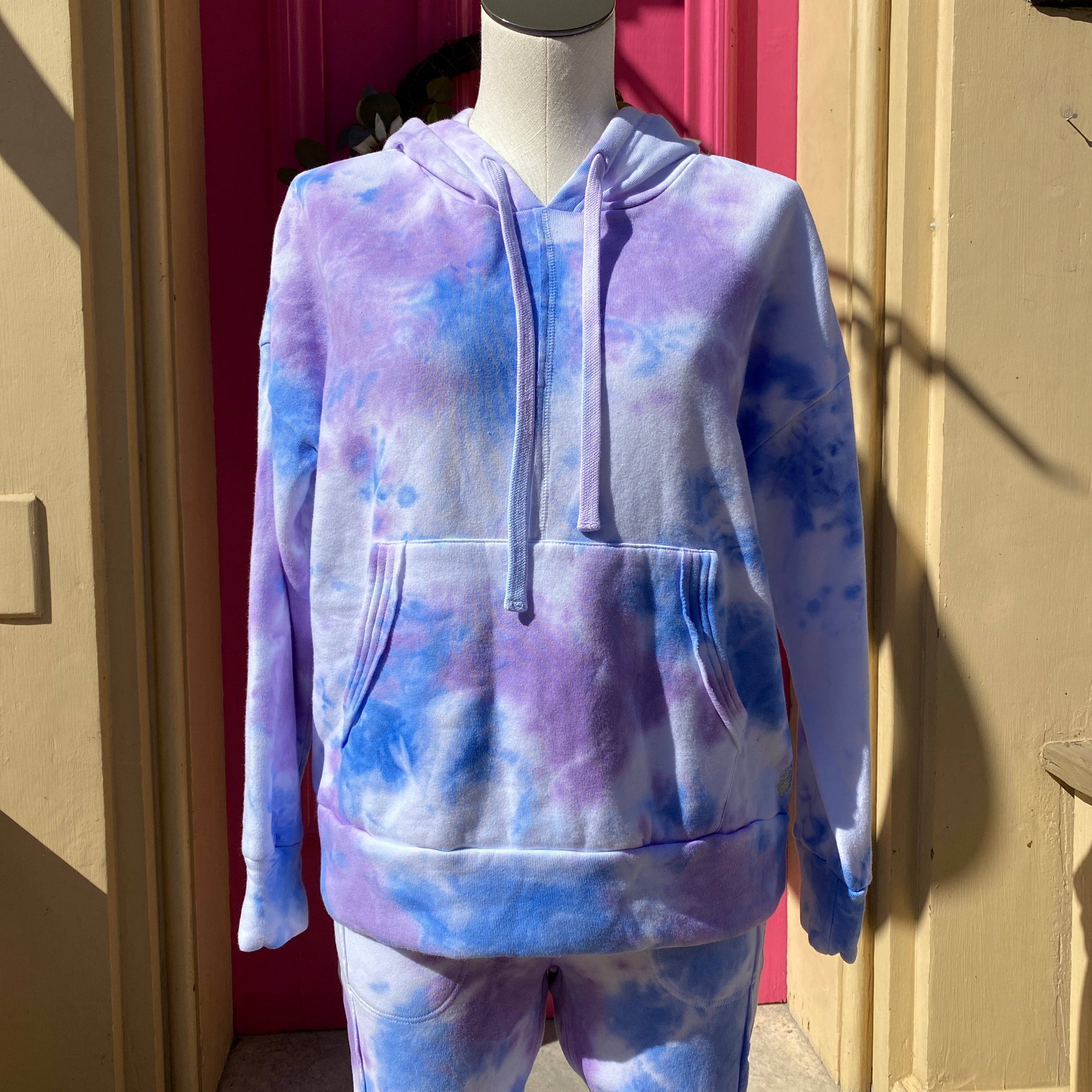 Free People Movement purple white blue tie dye pullover size XS NWT