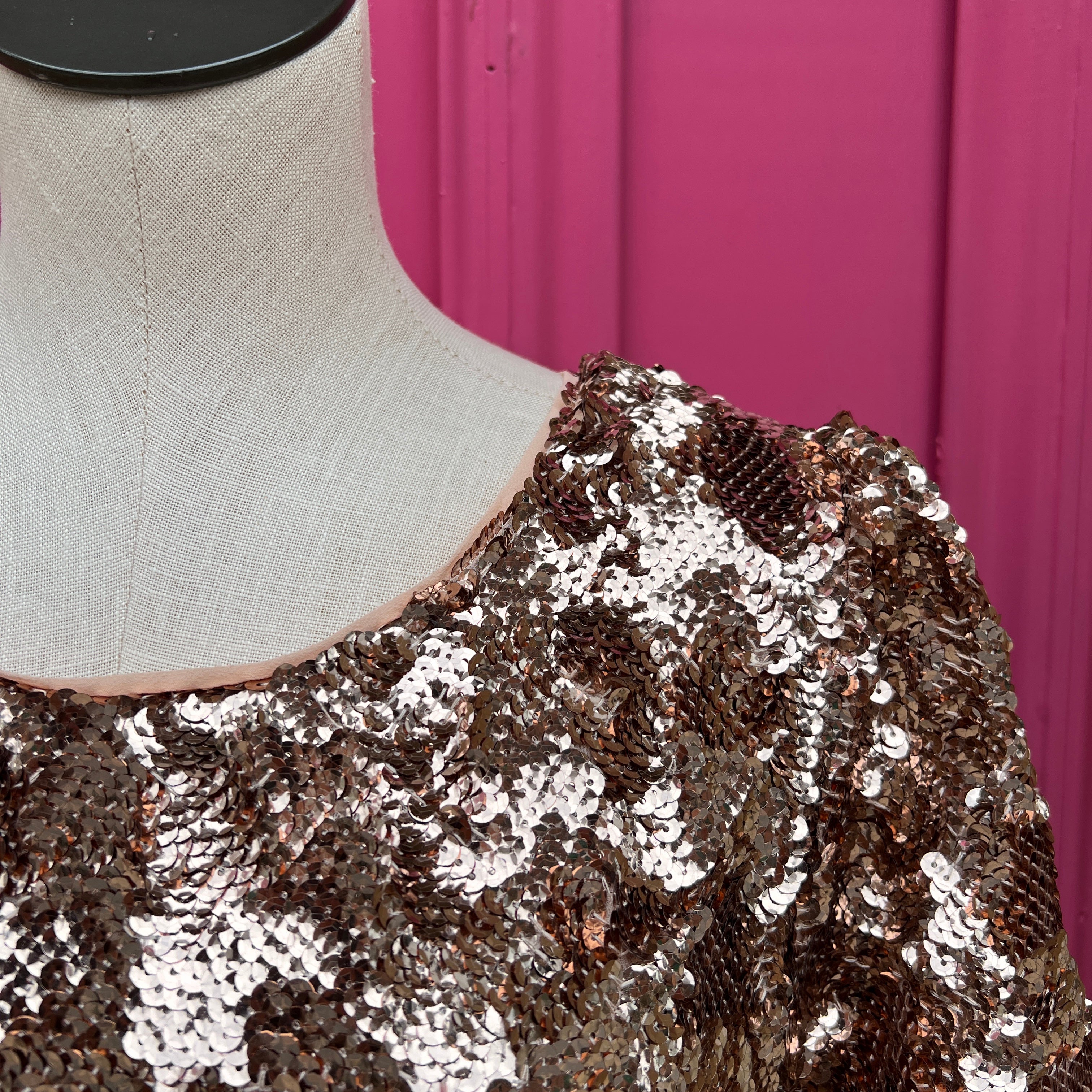 Maeve rose gold Bernadette sequined midi dress size XL