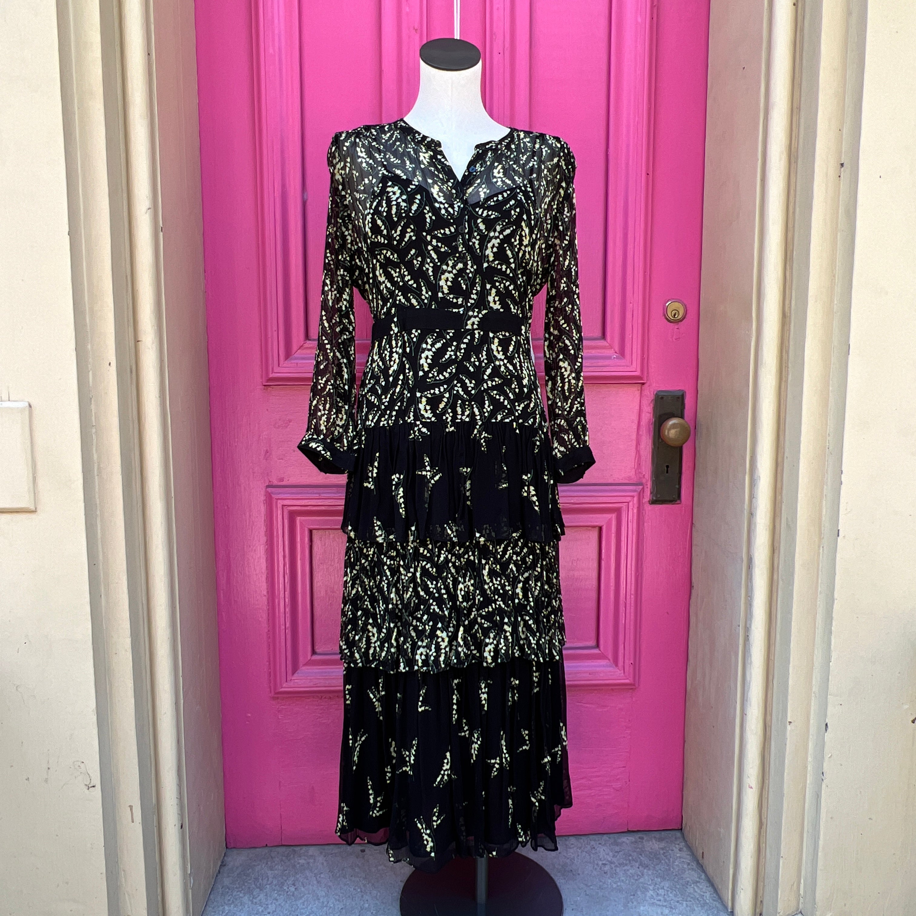 ba&sh black and yellow floral Lady dress size M