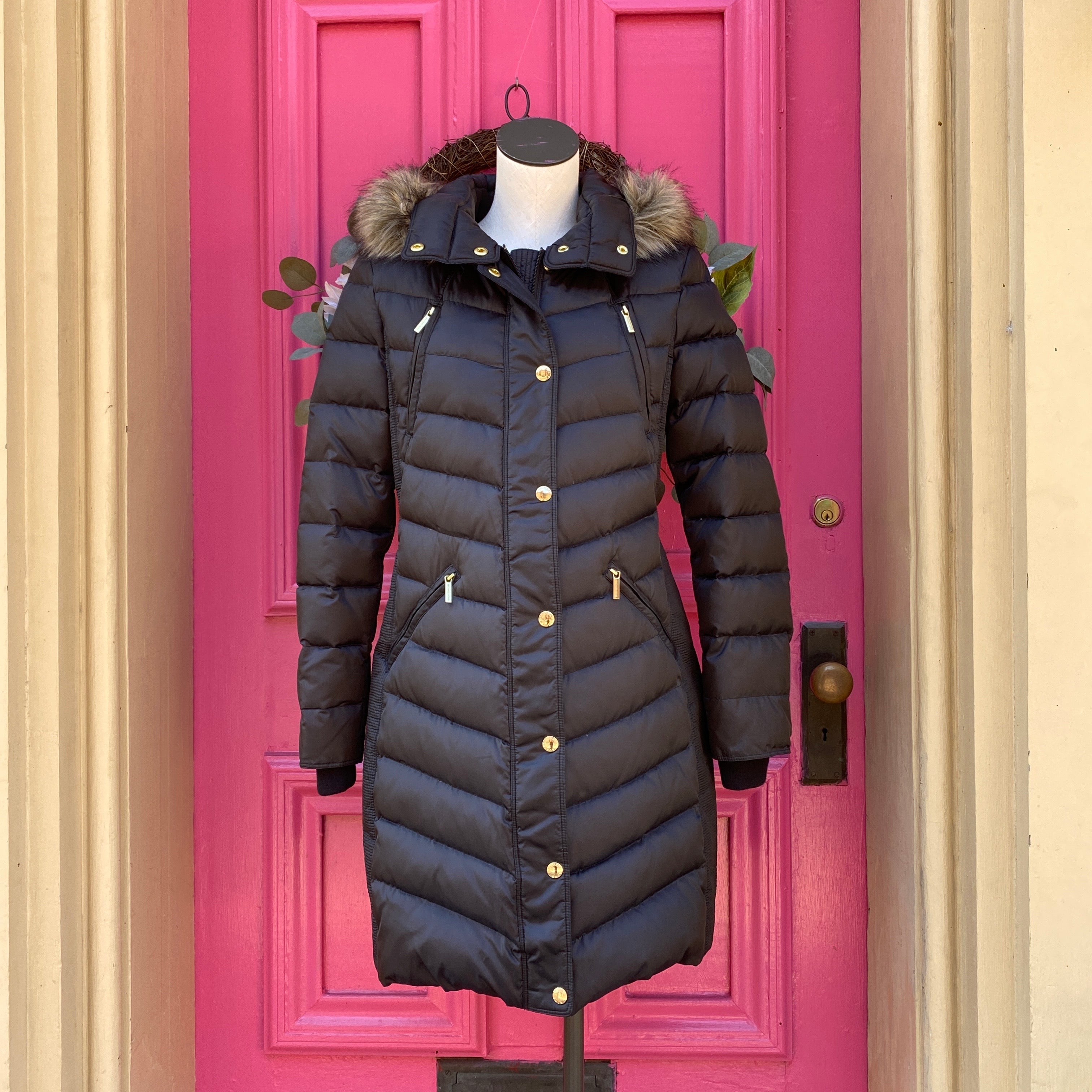Michael Kors black long puffer jacket size M