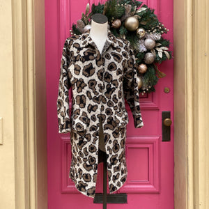 Baciano leopard print open cardigan jacket size M