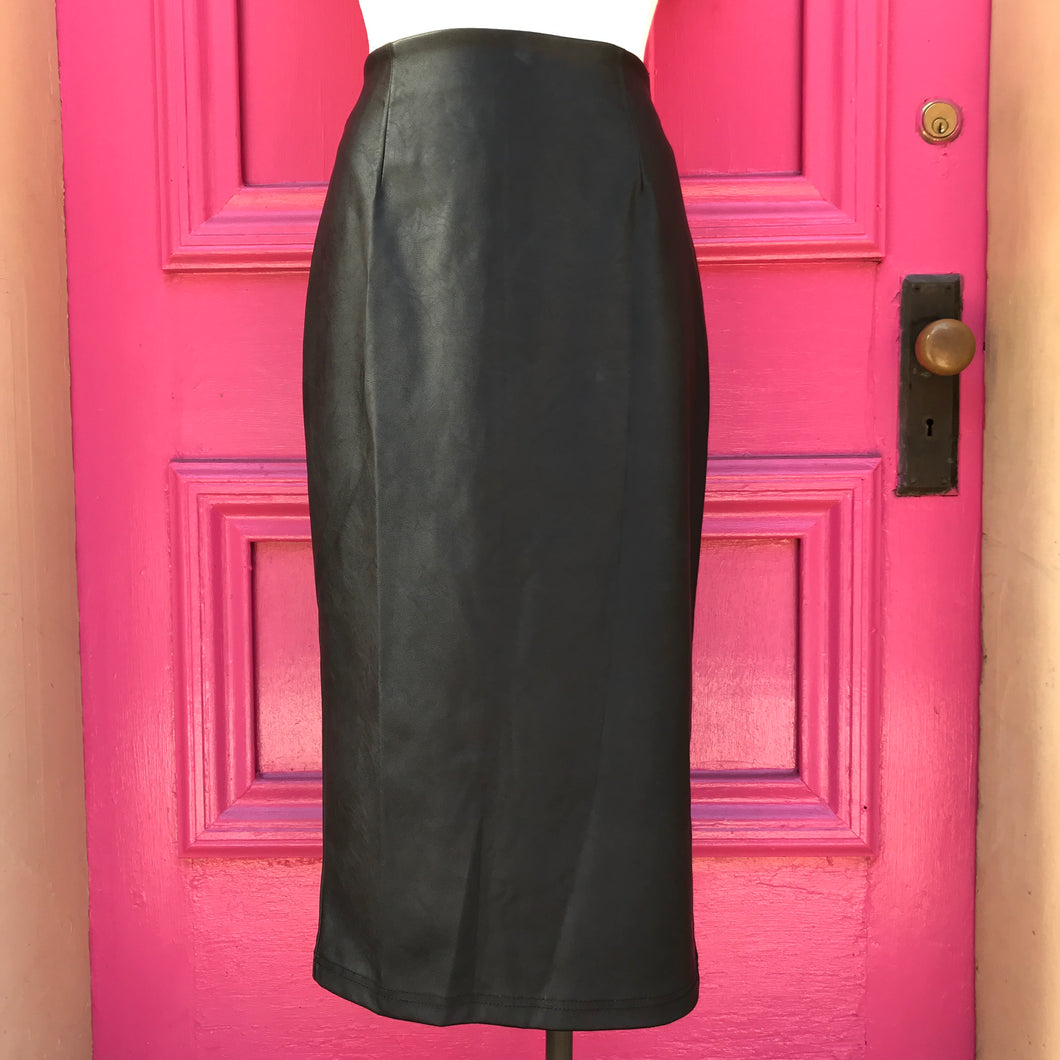 ASOS black faux leather midi skirt size 12