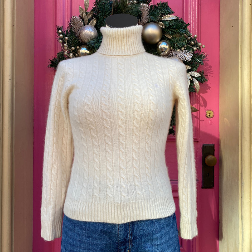 Lauren Ralph Lauren cream cashmere turtleneck sweater size Small