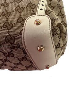 Gucci white and brown small Pelham hobo shoulder bag