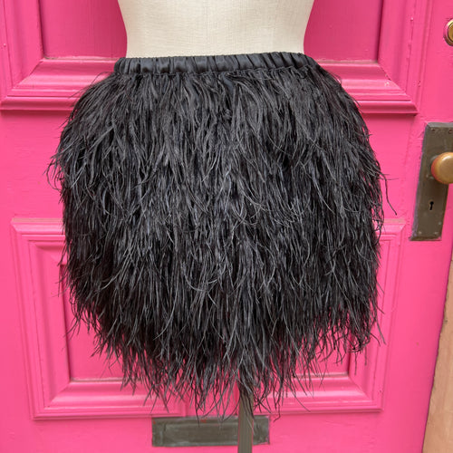 Cynthia Rowley Vera black feather skirt size M