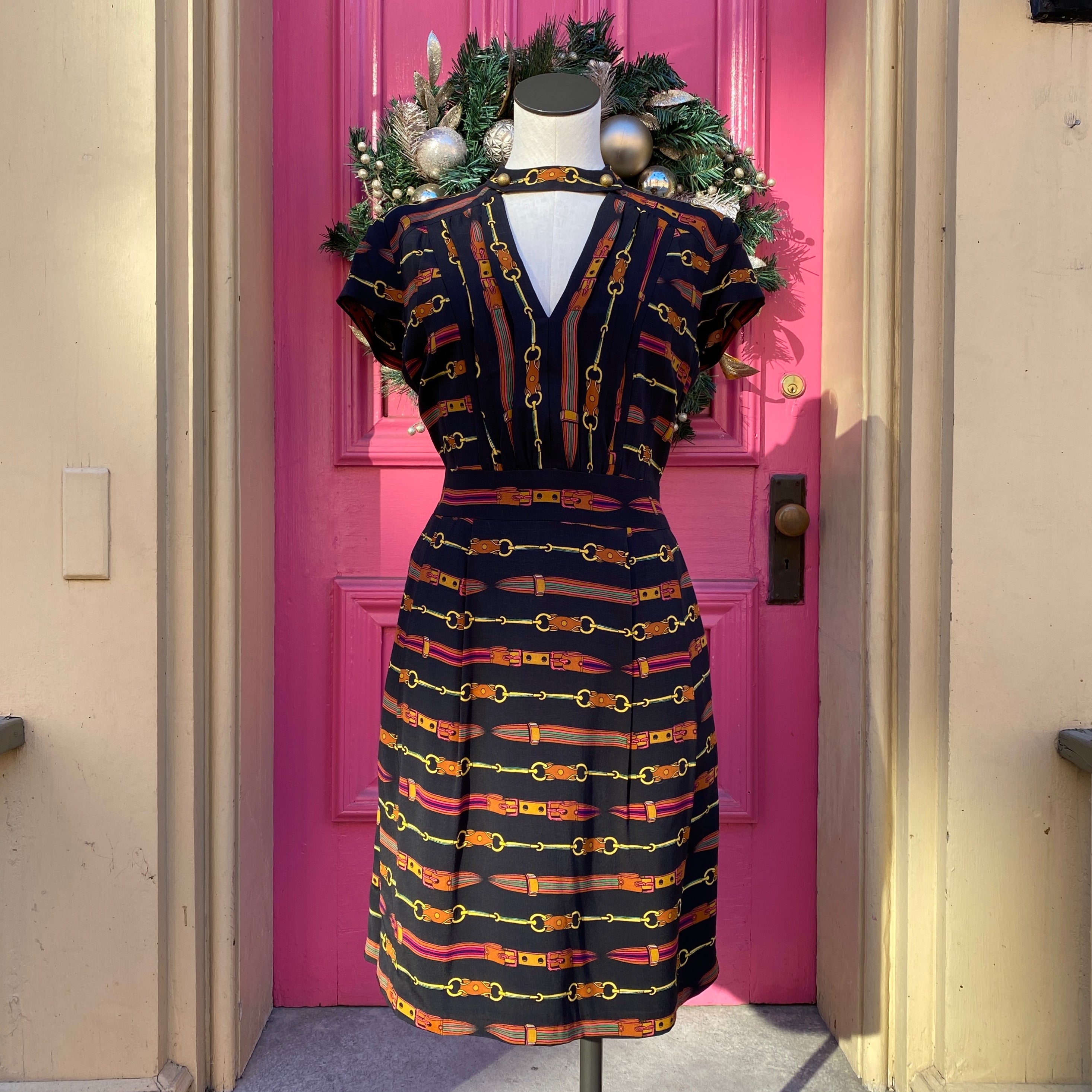 Nanette Lepore black buckle print dress size 12