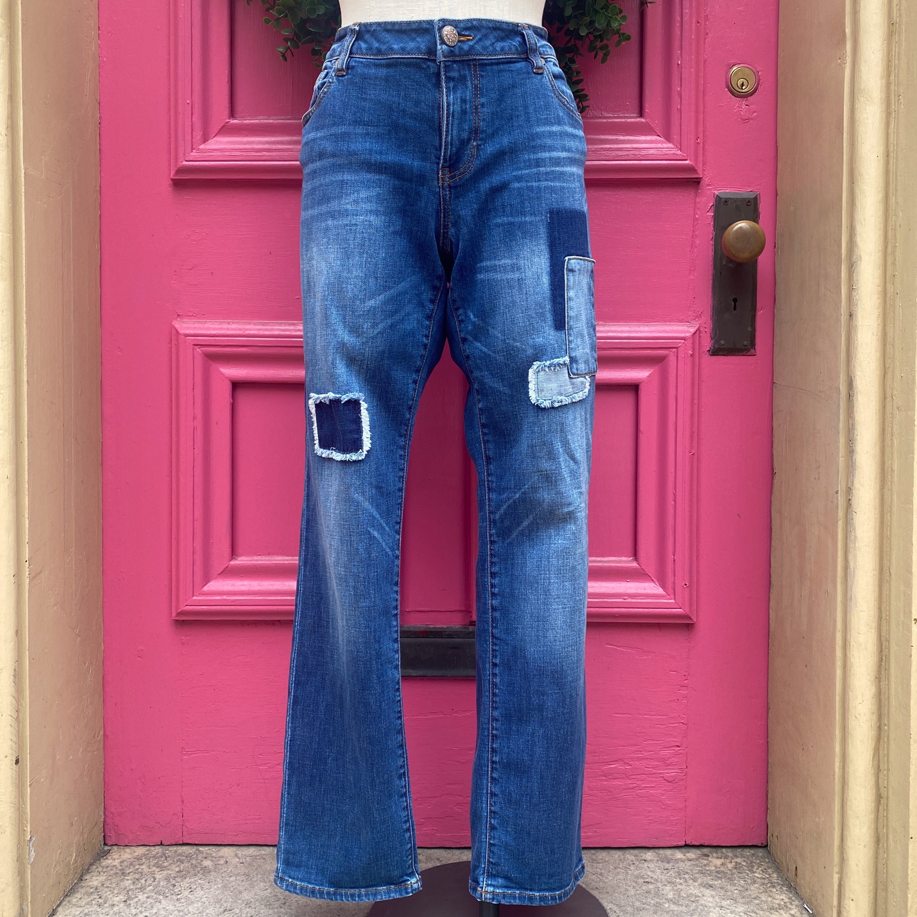 Cabi patchwork skinny jeans size 12