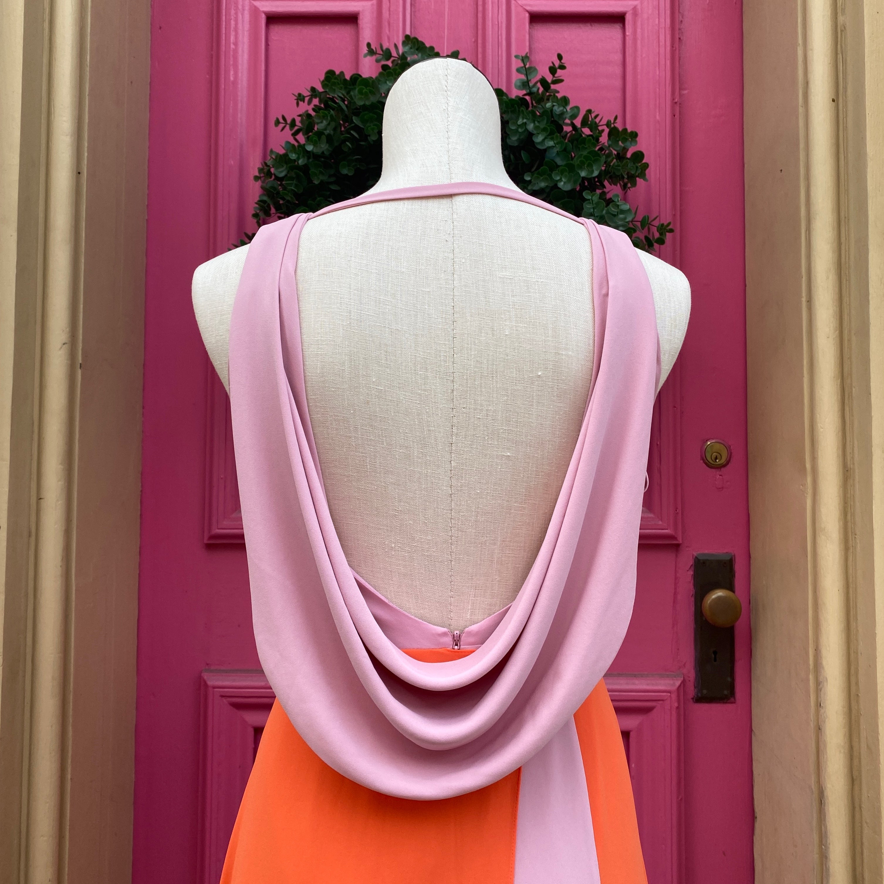 BCBG Maxazria orange pink tank maxi dress size 0