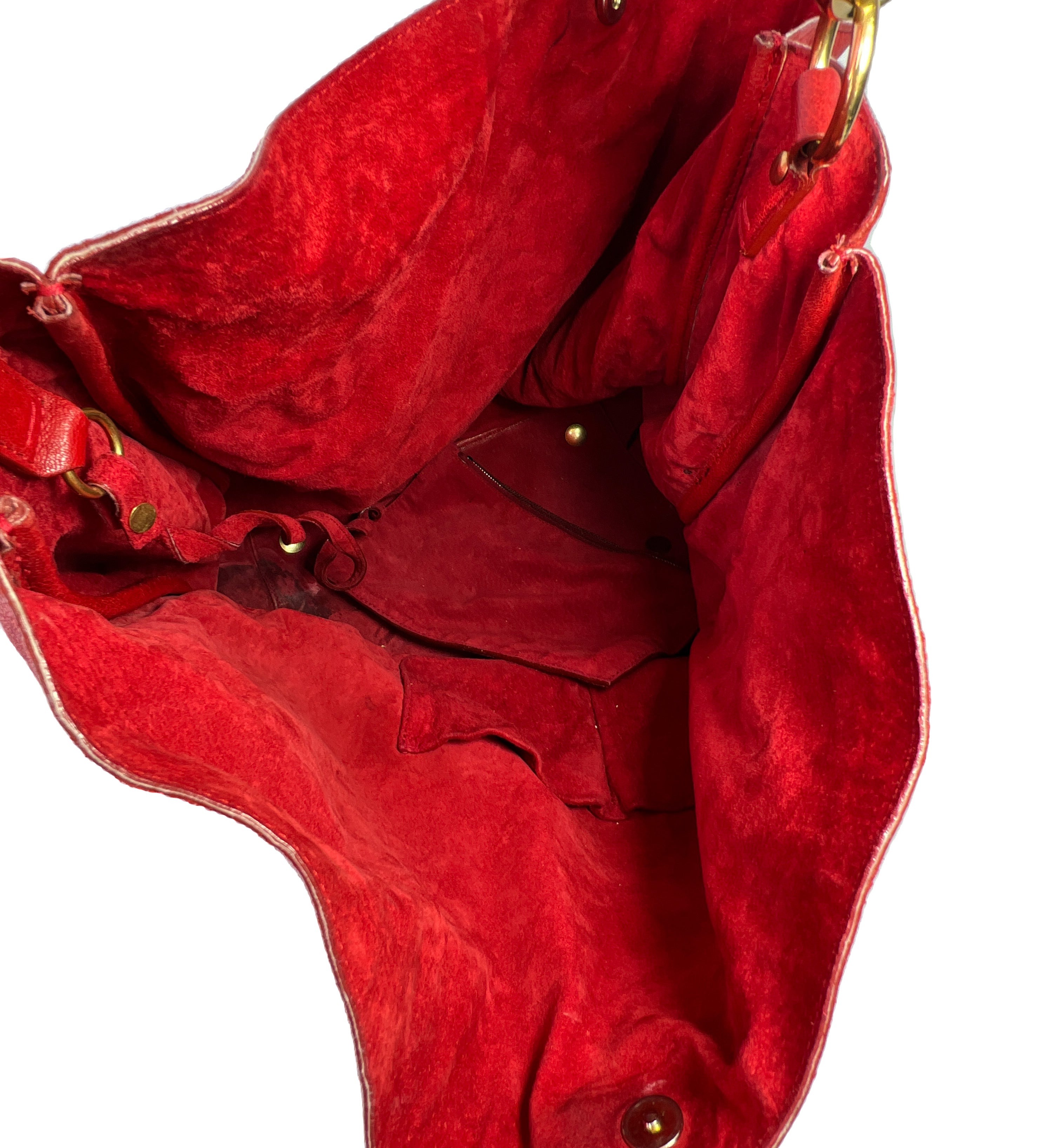 YSL red leather Roady hobo shoulder bag