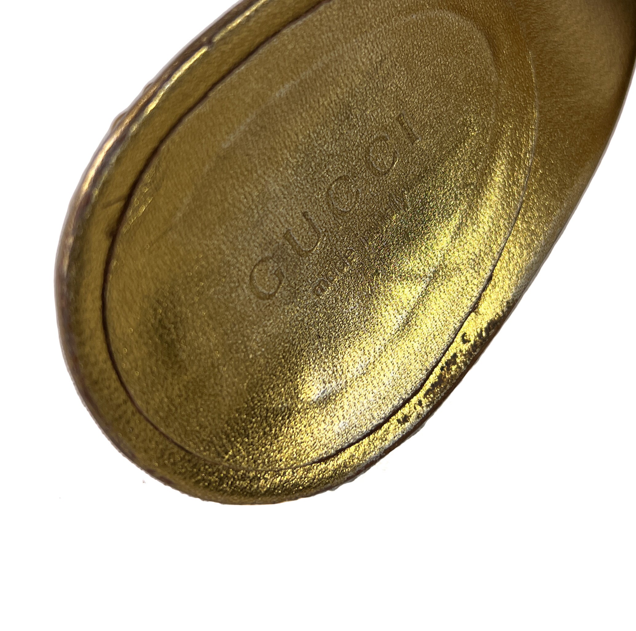 Gucci gold studded heeled slides size 9