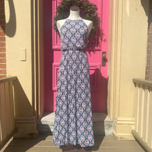 French Gray navy pink floral maxi dress size Medium