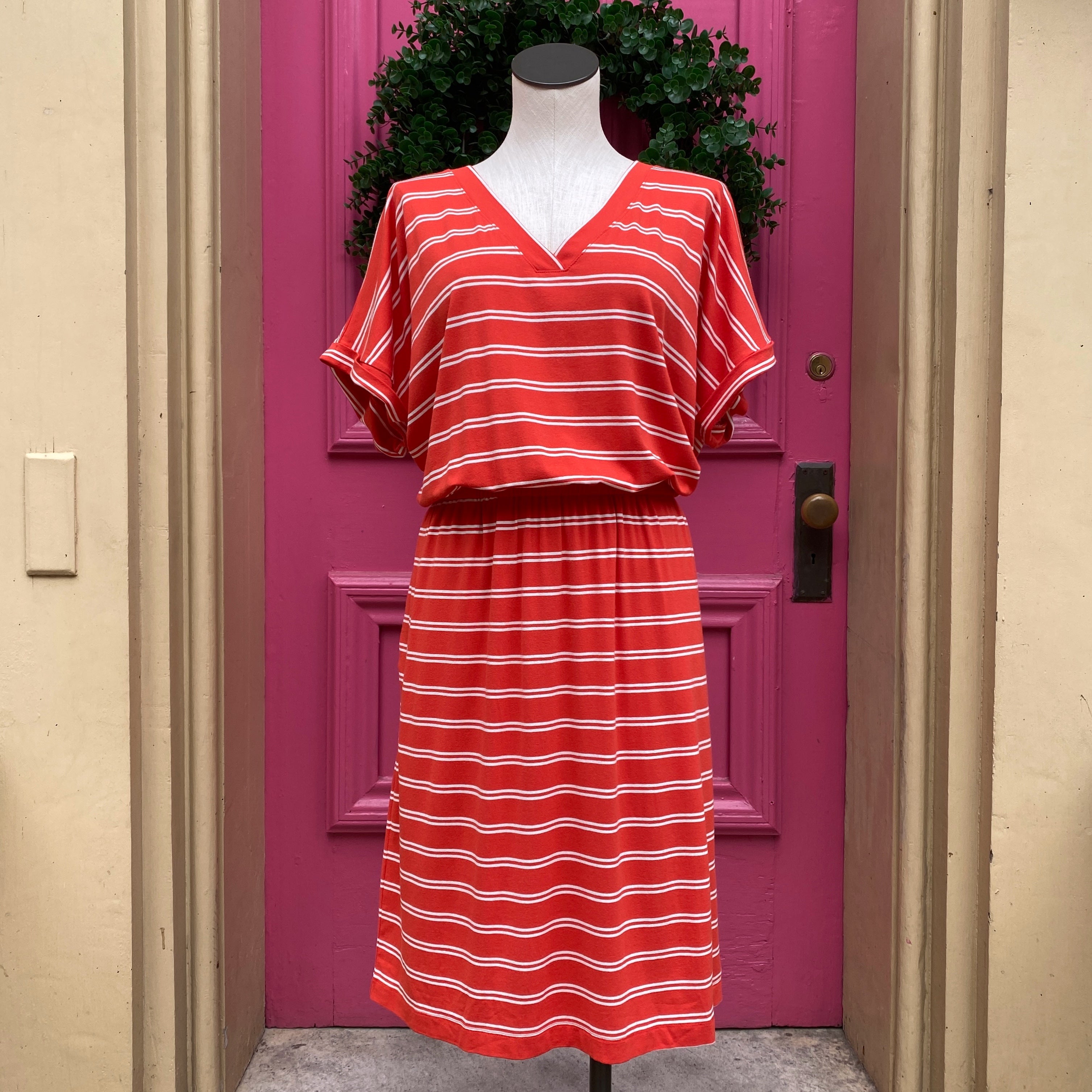 Banana Republic orange white striped shirt sleeve dress size XL New With Tags