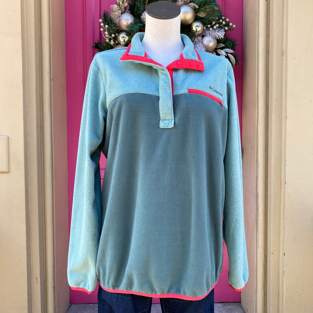 Columbia green and pink fleece pullover size XL
