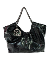 Chanel black patent leather coco Cabas tote AS IS