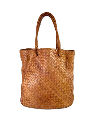 Bottega Veneta tan woven leather tote
