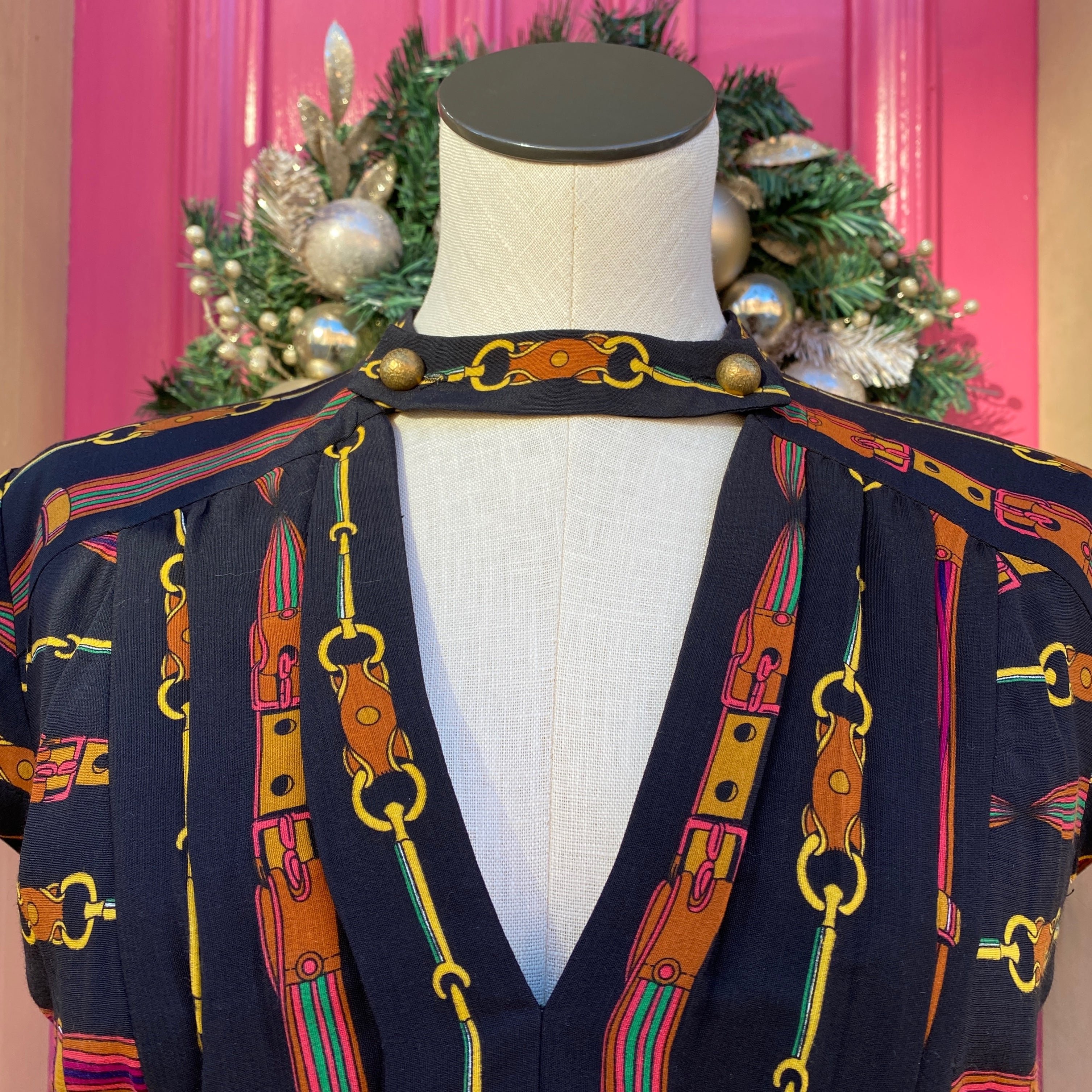 Nanette Lepore black buckle print dress size 12