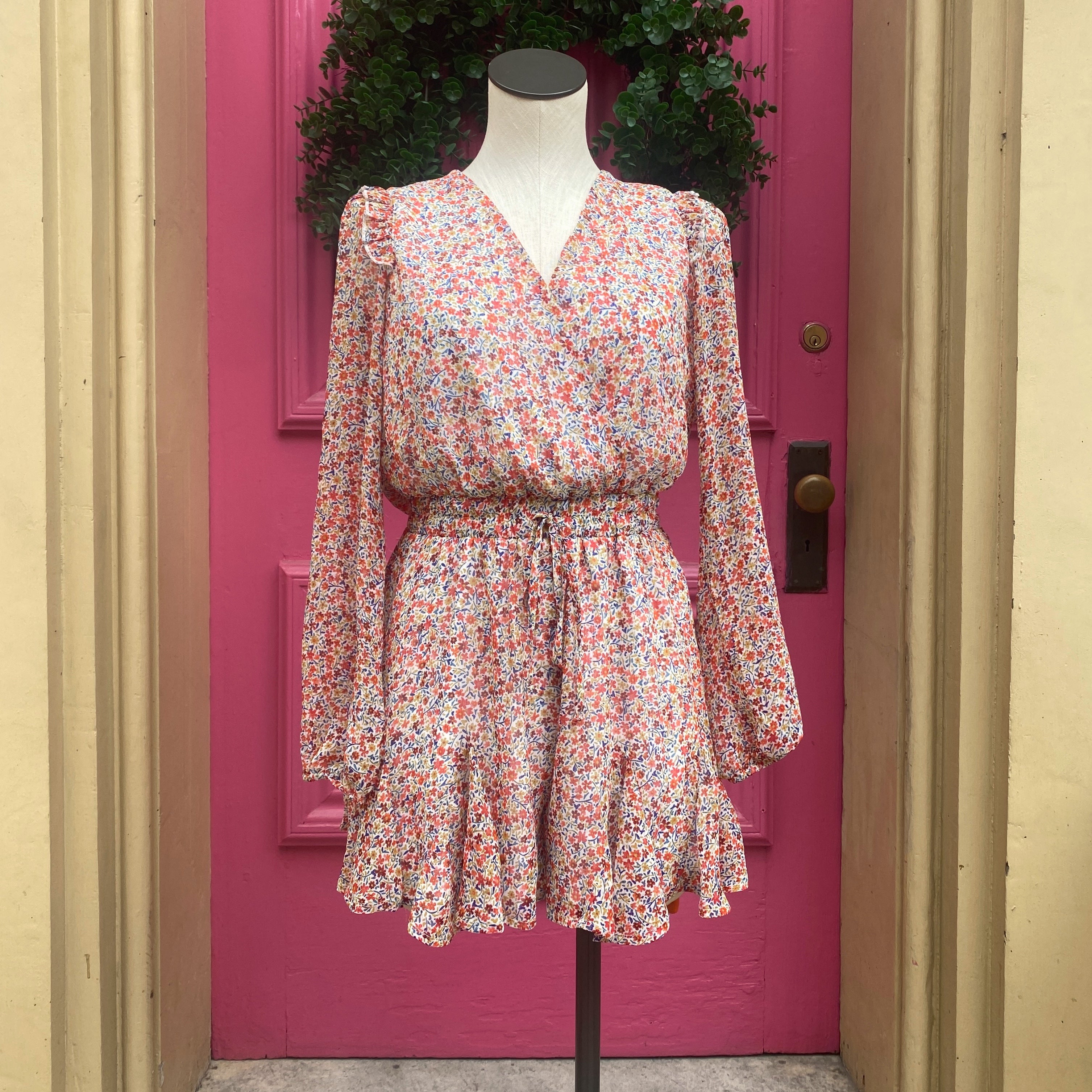 Blue Rain floral long sleeve romper size Medium New With Tags