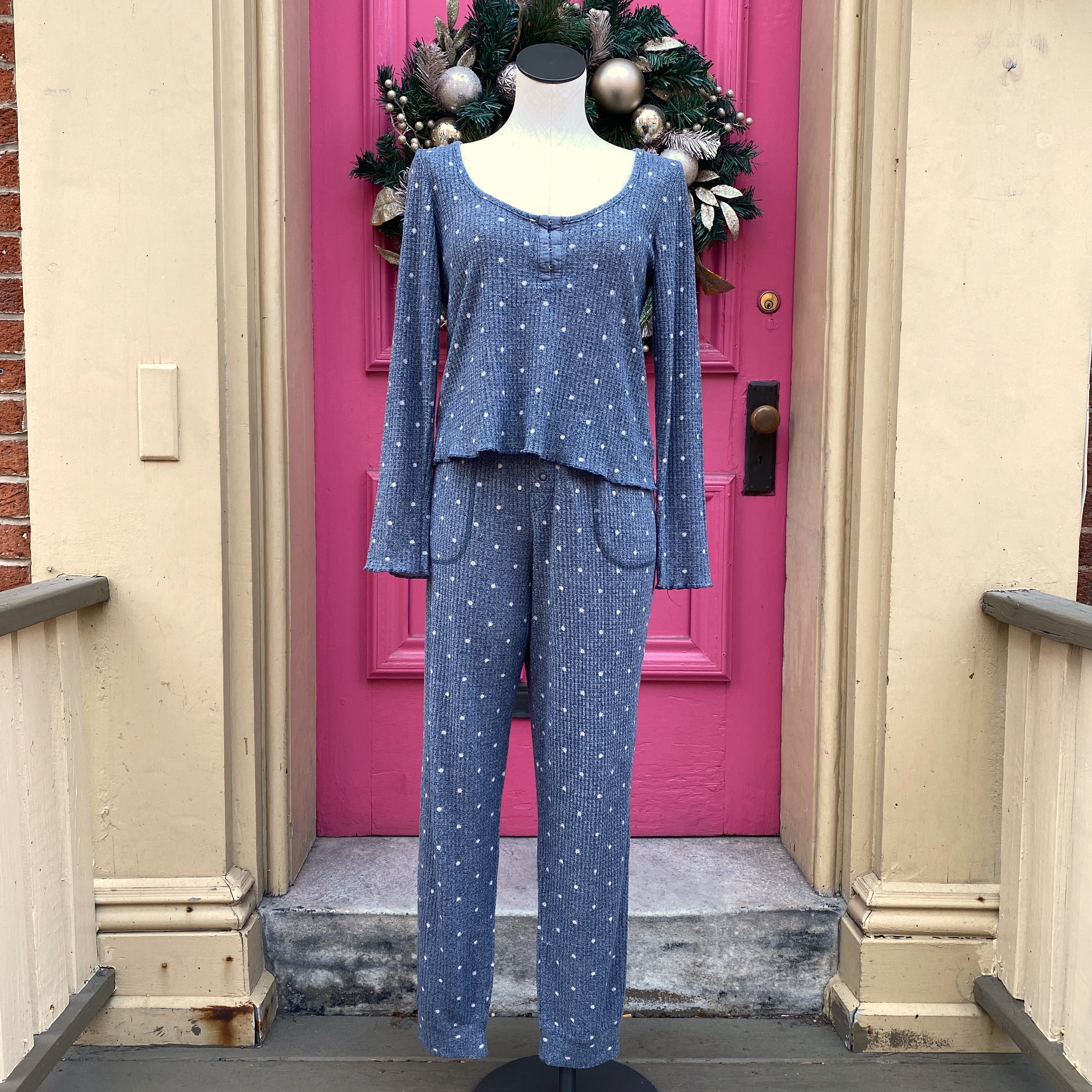 Z Supply blue polka dot lounge set size Medium