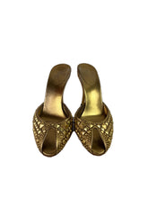 Gucci gold studded heeled slides size 9