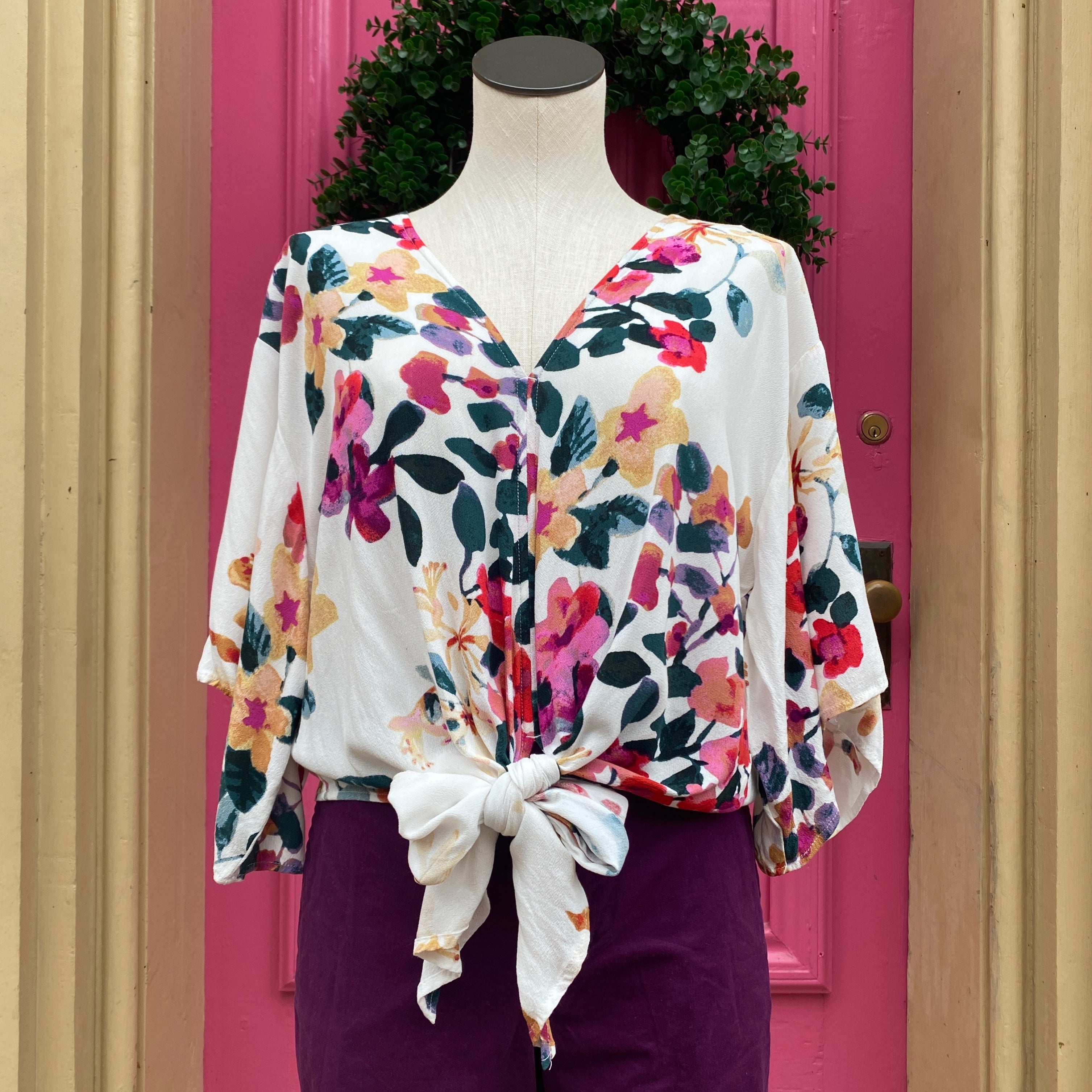 Lovestitch floral tie-front top size Medium