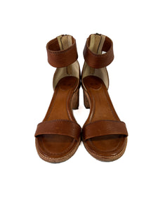 Frye brown leather heeled sandals size 9