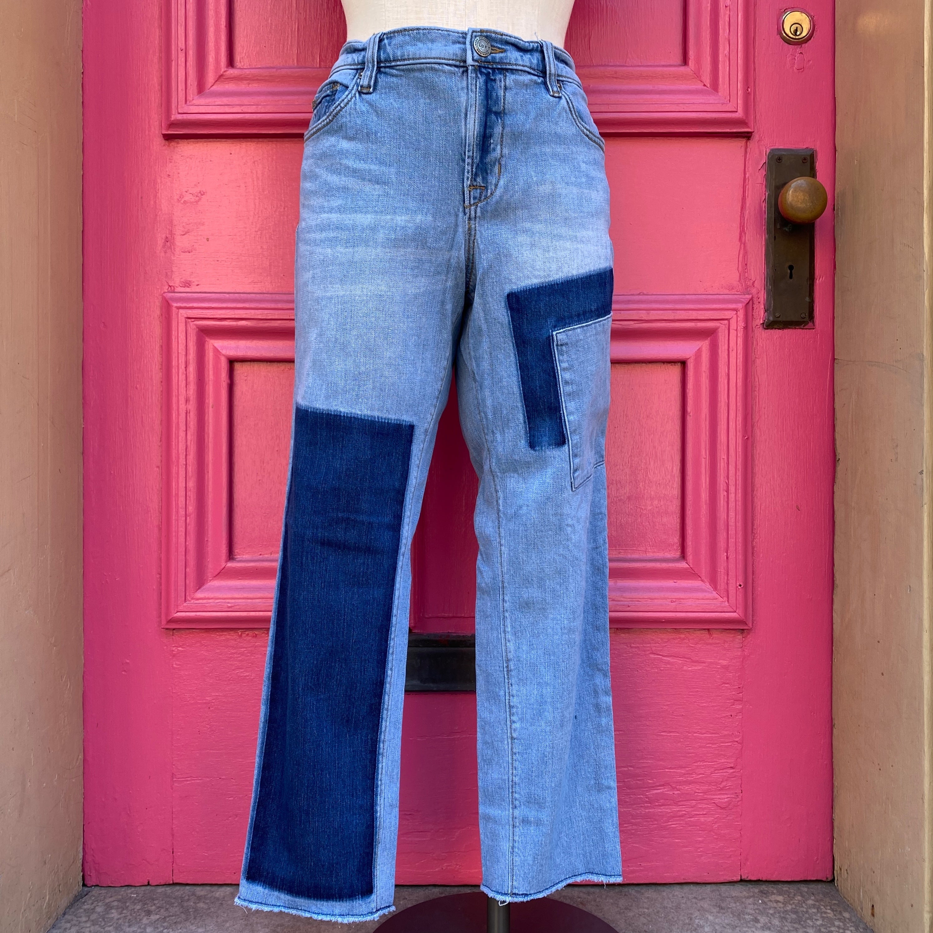 Loft patchwork boyfriend jeans size 8