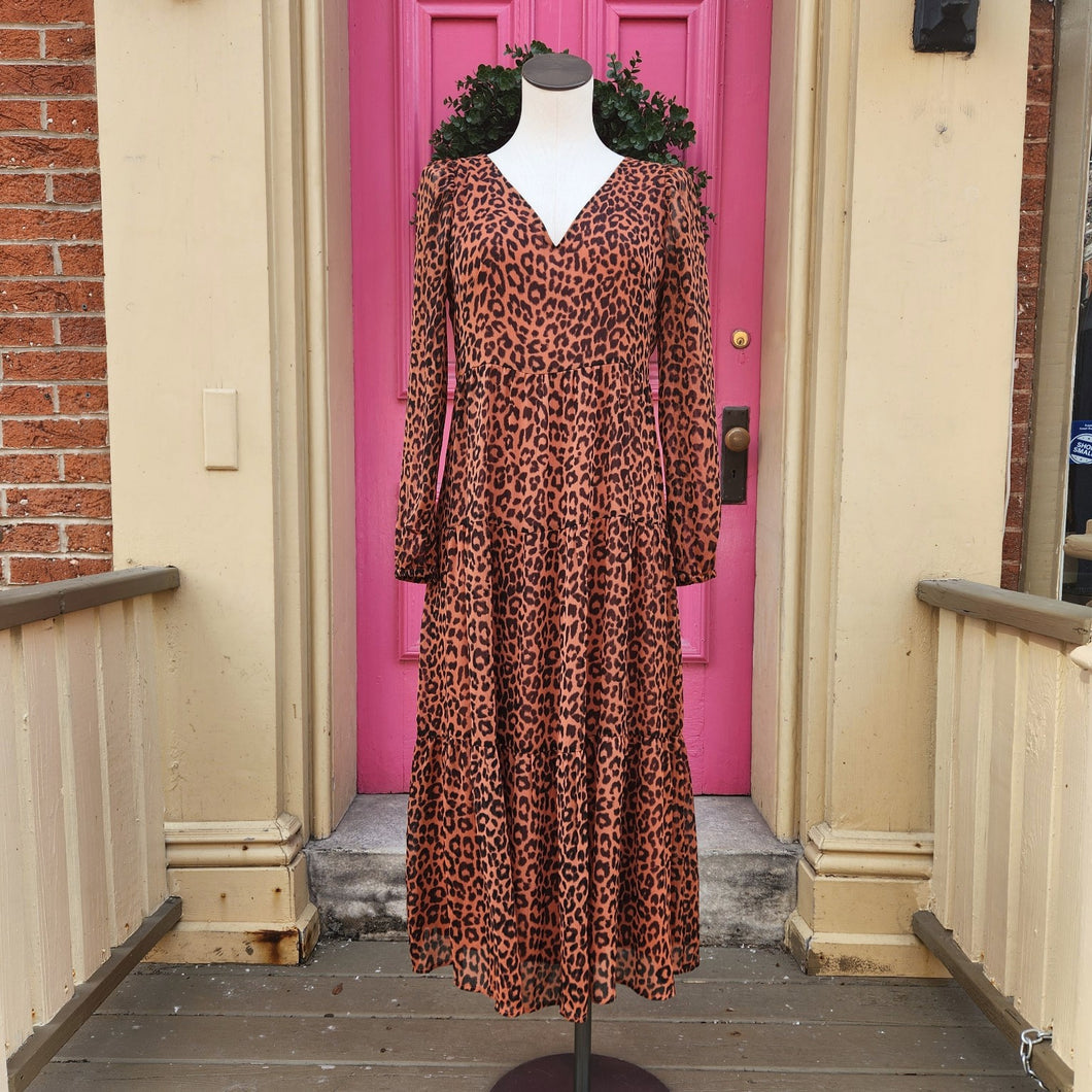 Loft orange black leopard print dress size 6