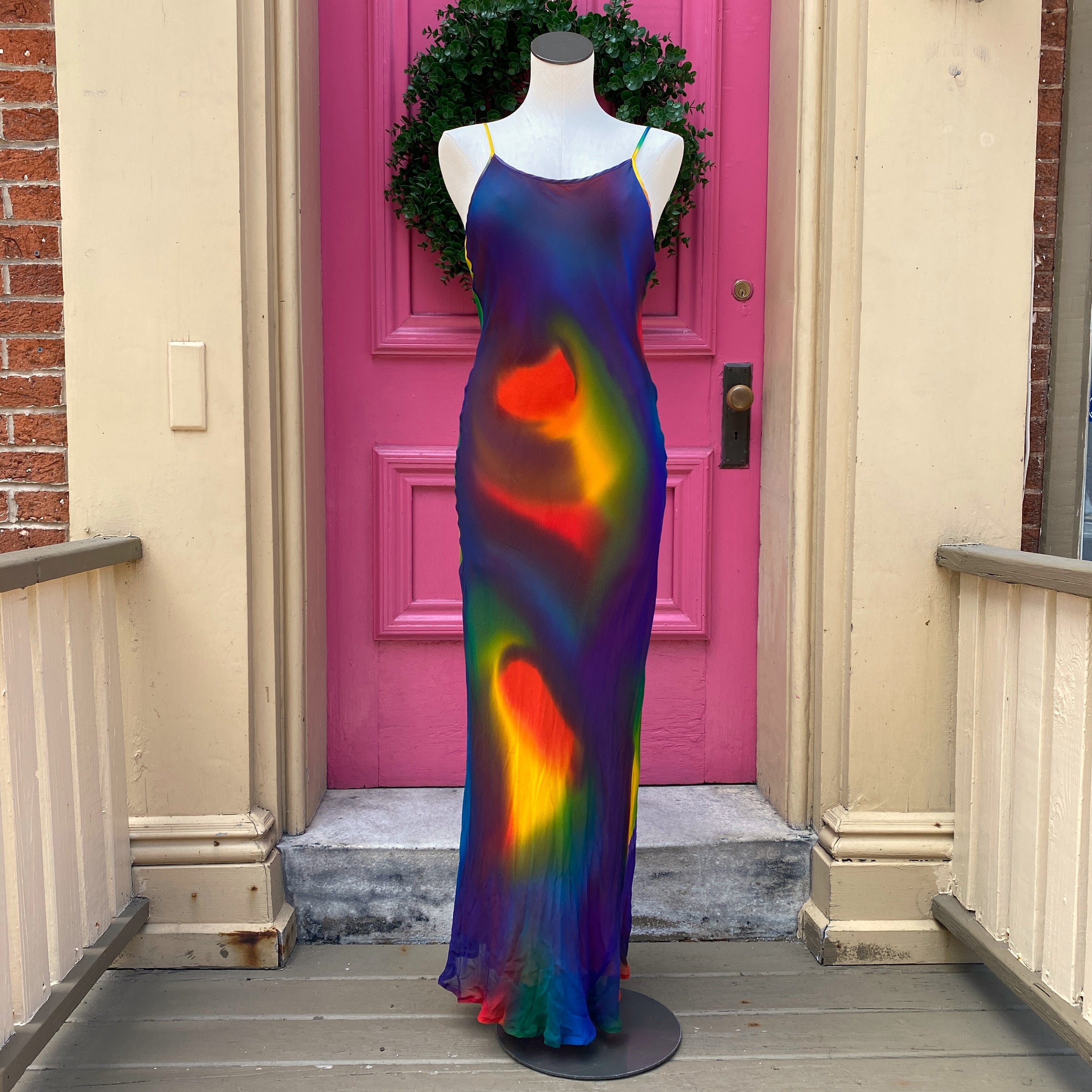 Tropical Tantrum vintage 90s multicolor silk tank dress size Medium