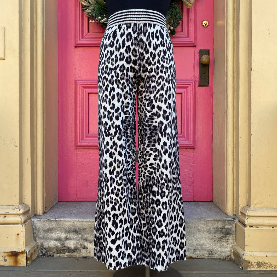 Lisa Todd black gray leopard print pants size Medium
