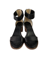 Frye black leather heeled sandals size 9