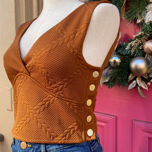 Maeve dark orange cropped quilted tank size Small