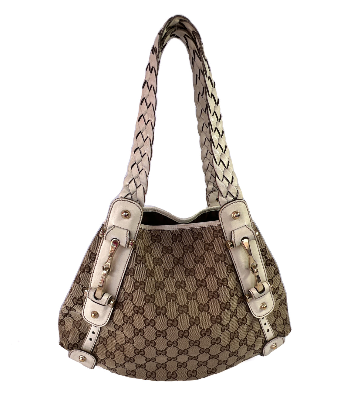 Gucci white and brown small Pelham hobo shoulder bag - My Girlfriend's Wardrobe LLC