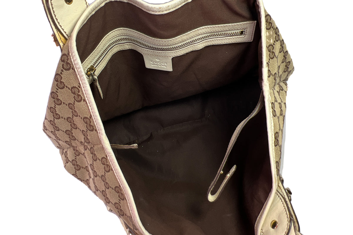 Gucci white and brown small Pelham hobo shoulder bag - My Girlfriend's Wardrobe LLC