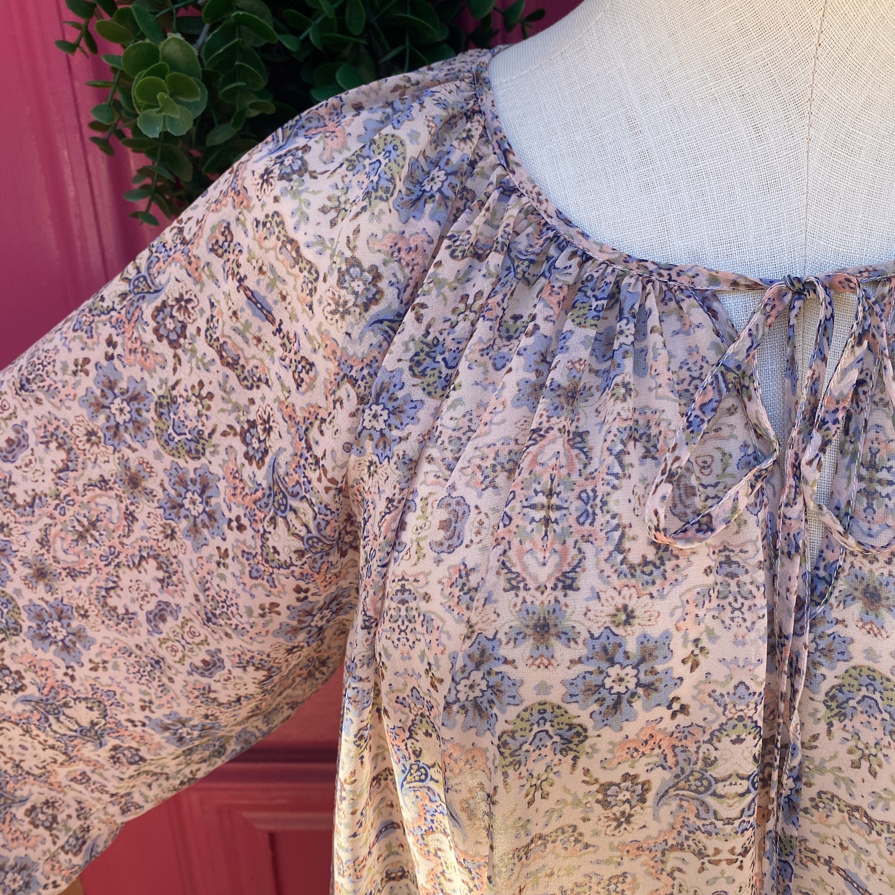 Cabi blue print sheer top size Medium - My Girlfriend's Wardrobe LLC