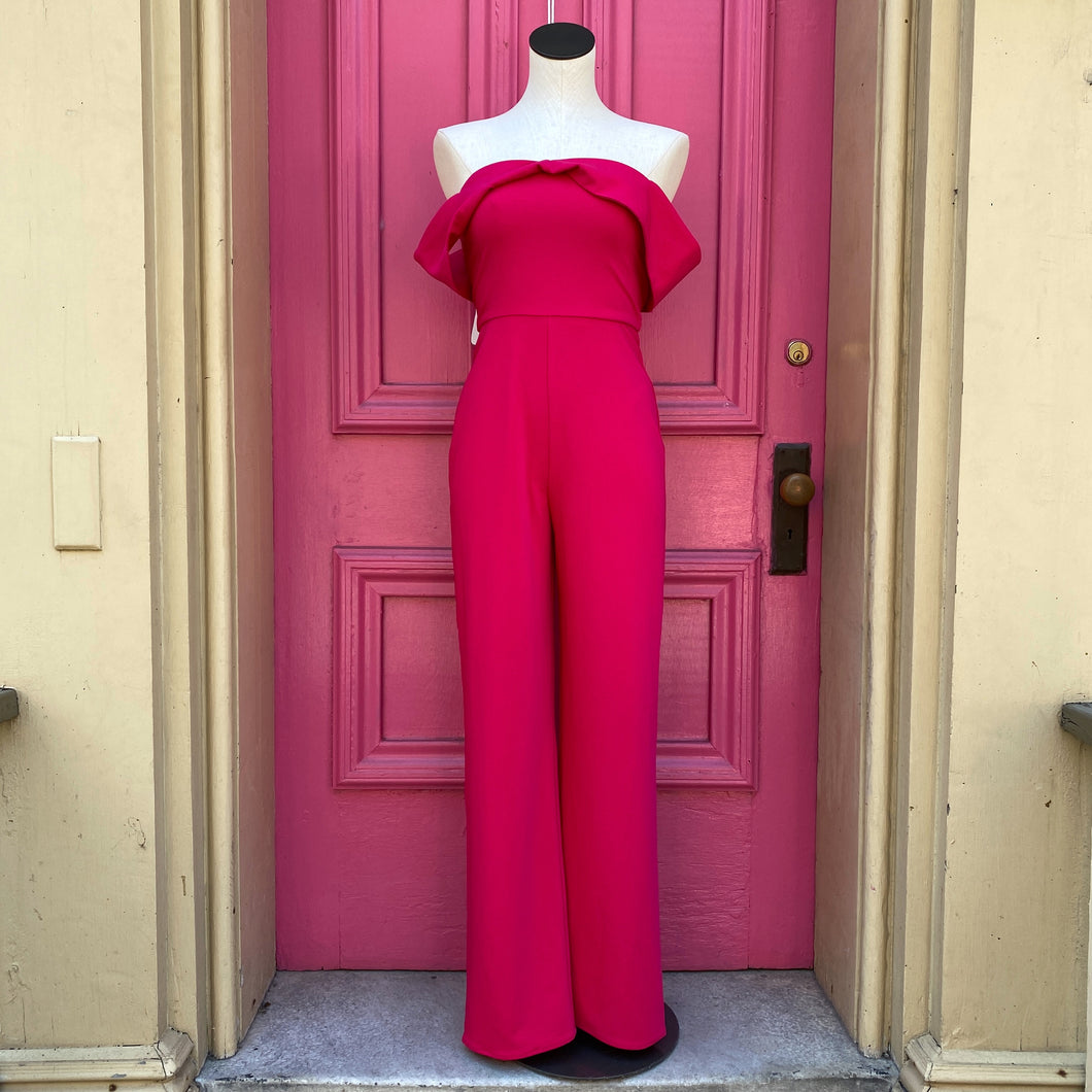 Lovers + Friends hot pink off the shoulder jumpsuit size Small New With Tags