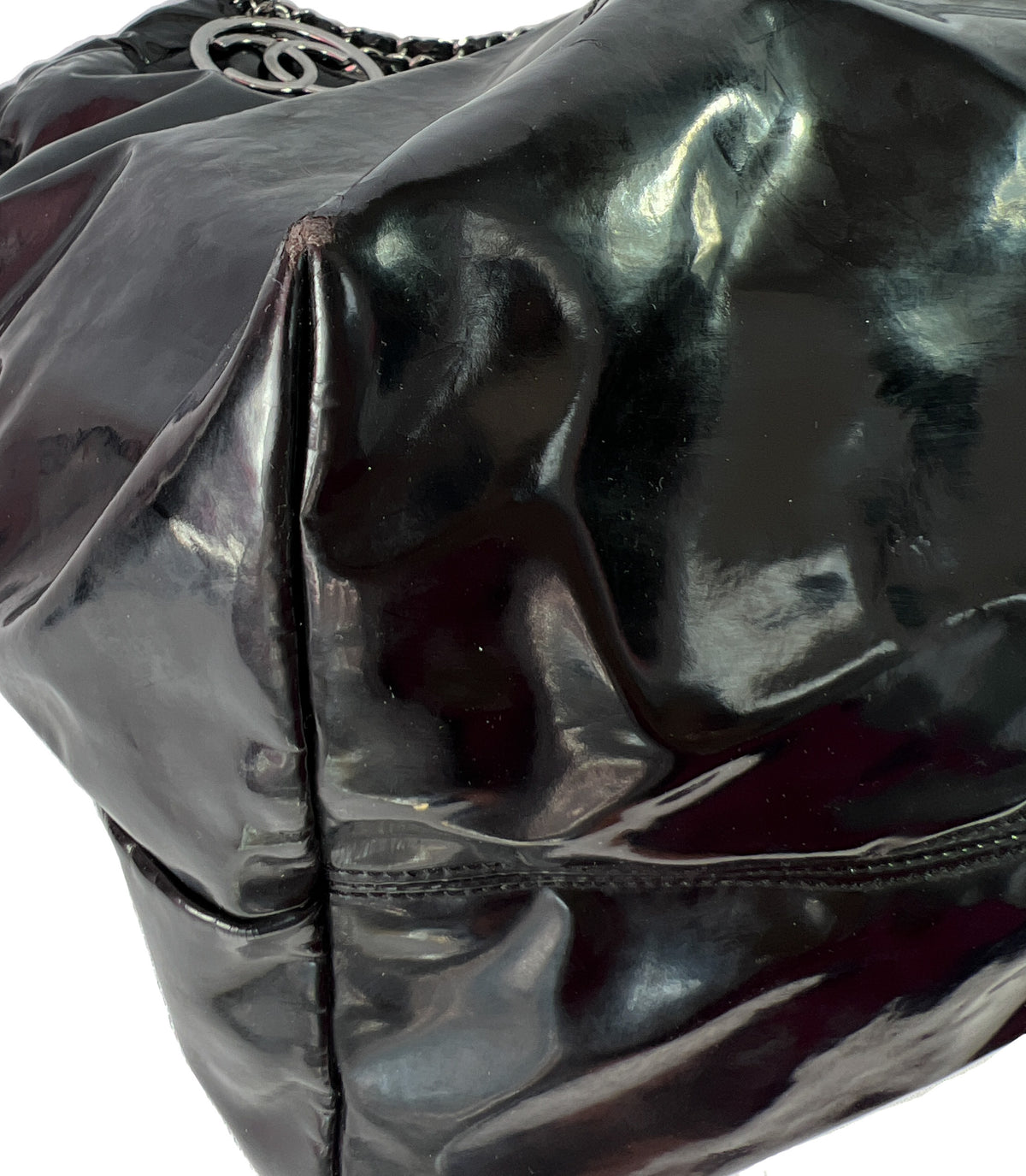 Chanel black patent leather coco Cabas tote AS IS