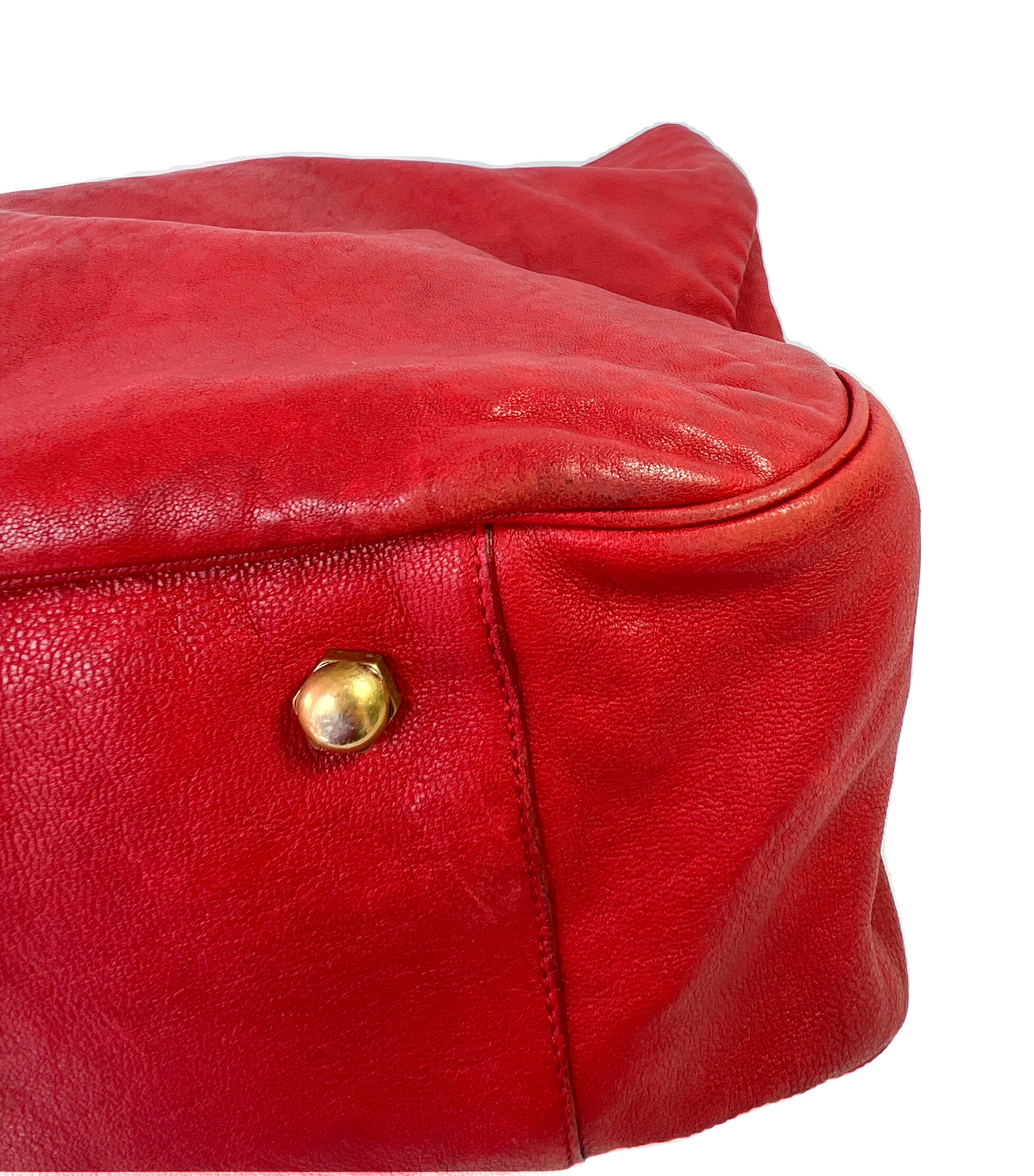 YSL red leather Roady hobo shoulder bag