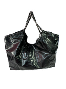Chanel black patent leather coco Cabas tote AS IS